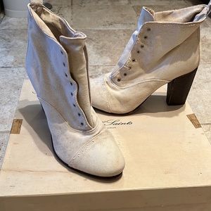 All Saints Canvas Vintage Chalk Ankle Boots 41 / US 9.5 - 10